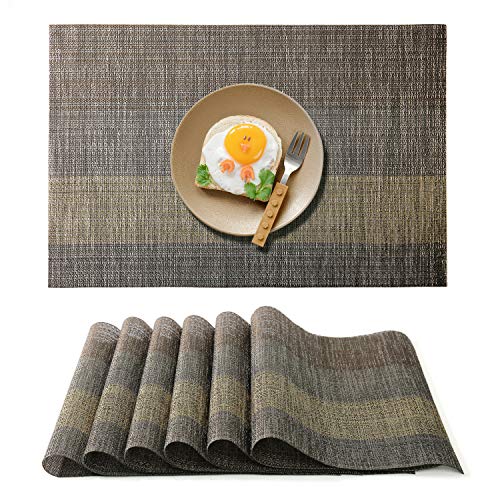 Raniaco Tovagliette Americana Plastica, Lavabili Non-scivolose Resistenti al Calore, Set da 6 Tovagliette per Tavolo da Cucina 45cmX30cm