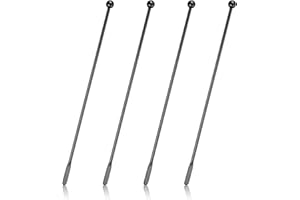 HUAKAILE 4Pcs Stainless Steel Stirrers Stir Cocktail Drink Swizzle Stick, 7.5'' Beverage Stirrers Metal with Small Rectangular Paddles, Reusable Stir Sticks for Coffee Bar Chocolate Milk (Black)