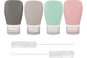 TACYKIBD Mini przenośna silikonowa butelka na sosy, do wyciskania, butelki na przyprawy do przechowywania żywności z 2 szczotkami do czyszczenia dressingu ketchupu, 60 ml, 4 szt