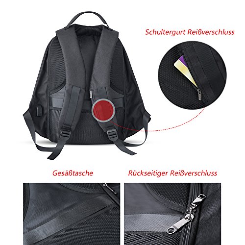 Chrislley Anti Diebstahl Laptop Rucksack mit USB Ladeanschluss 15 6 Zoll Wasserdicht f    r Business Travel Outdoor Wandern School f    r Frauen M nne