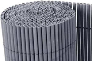 Mugar- Cañizo de PVC imitación a Mimbre de PVC de 1.600gr/m2- Mimbre Artificial- 5 MODELOS (Gris, 1x3 metros)