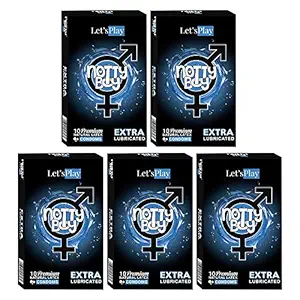 NOTTY BOY LetsPlay Condoms - 10 Count (Pack of 5, Extra Lubricated)