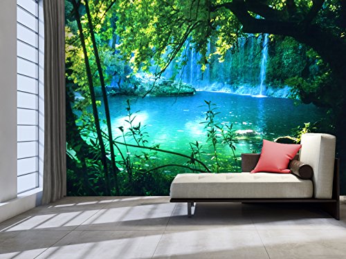 FOTOTAPETE 250×175 cm – VLIES TAPETE PREMIUM – PROFI QUALITÄT – Top moderne Wanddeko – Riesen Wandbild – Top Design Tapete – Neue exklusive Edition mit noch besser Druckauflösung – Deutsches Premium Vlies – Natur Landschaft Wasserfall c-B-0132-a-a - 2