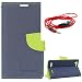 DMG Diary PU Leather Flip Cover Wallet Stand Case for Lenovo Vibe K5 Plus (Pebble Blue) + 3.5mm Flat AUX Cable with Mic RS.399.00