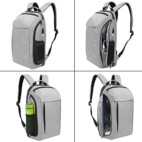 SLOTRA Business Rucksack 25L Flugzugelassen Kabine Grau USB-Ladeanschluss Handgep  ckst  ck Diebstahlschutz Kamere Ordnung Laptopfach Backpack 15 6 Zo