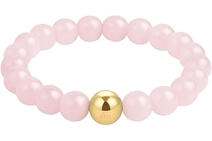 GD GOOD.designs EST. 2015 Anneau antistress en pierres naturelles | Bagues élastiques femme avec perle S925 dorée | Bagues anti-anxiété étanches – Taille 54-60