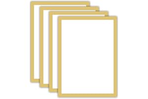 ANDCHI Cadre magnétique 4pcs Cadre d'information autocollant Cadre d'image magnétique pliable Porte-étiquette pour la maison Magasin Bureau avec bord doré (or, A4)