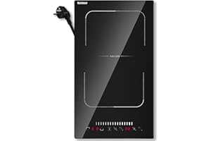 Karinear Induktionskochfeld 2 Platten Einbau, 30cm Kochfeld Induktion mit Flexzonen, Touch-Bedienung, 9 Leistungsstufen, 99-Minuten-Timer, Kinderverriegelung, 220-240V, 3500W