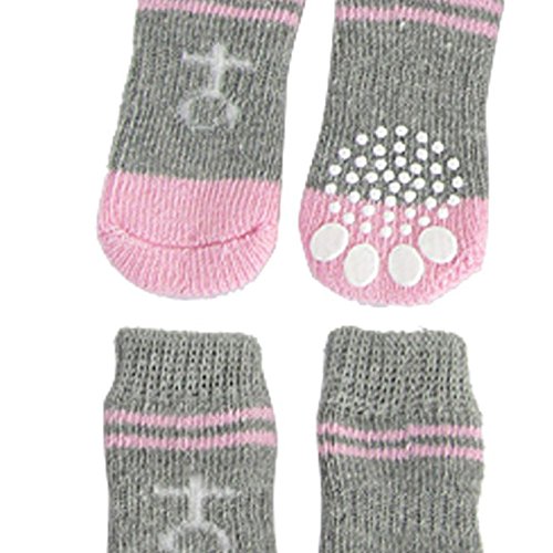 TOOGOOR-Pink-Gray-Nonslip-Warm-Knitted-Socks-Bootie-for-Pet-Dog