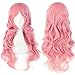 S-noilite Fashion Curly Anime Full Wig Pink Hair Wig Kanekalon Heat Resistant Synthetic Women Lady Girl Costume Wigs Fancy Dress