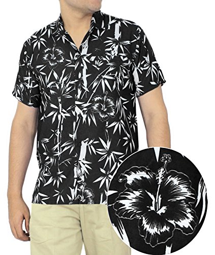 camisas negras con flores para hombre