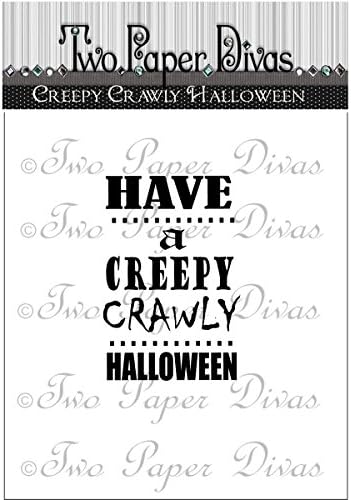 Two Paper Divas Rubber Clear Stamps 6-inch x 4.5-inch, Creepy Crawly Halloween
