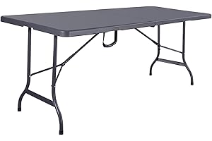 ‎HATTORO HATTORO Buffettisch Tisch klappbar Campingtisch Gartentisch Partytisch Esstisch Klapptisch Bierzelttisch Trageriff 180 cm Grau