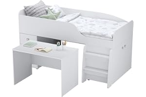 ‎POLINI HOME Polini Kids Etagenbett Stockbett Hochbett mit Schreibtisch Kommode Kleiderschrank in Weiß