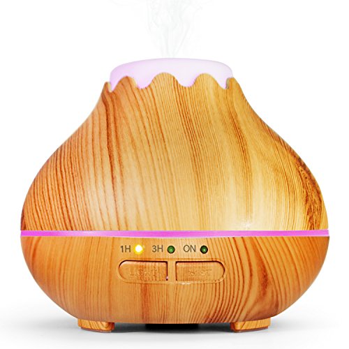 Aroma Diffuser, MaxTronic 150ML Ultraschall Öl Diffusor Holzmaserung Luftbefeuchter Duftzerstäuber Humidifier Aromatherapie Diffusor mit 7 Farben LED Licht und Abschaltautomatik für Babies Kinderzimmer Haus, Wohnzimmer, Schlafzimmer, Büro, Yoga, Spa, Raum