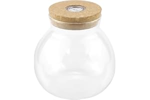 FERCAISH Landscape Bottle, Bottle Garden with Light, Plant Vase, Micro Landscape Ecological Bottle, Glass with Cork Lid, Round, for Plant Decoration DIY (13 x 13 cm)
