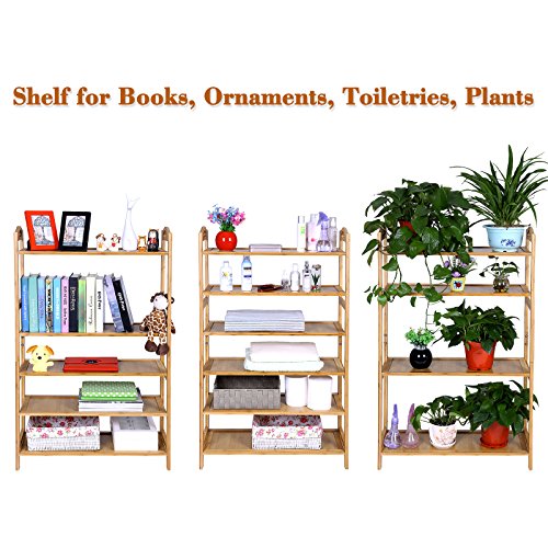 Songmics Schuhregal Schrank Holzregale Bambus Regal Bücherregal für 20 Paar Schuhe/Stiefel 6 Etagen für Wohnzimmer, Diele, Flur oder Keller 108 x 67.5 x 25.8 cm LBS96N - 3