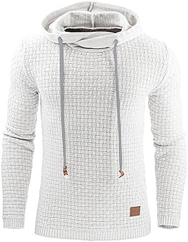Men Hoodies Casual Winter Autumn Fashion Plaid Sport Style Drawstring Sweatshirt Handsome Coat Jacket Solid Color Pullover