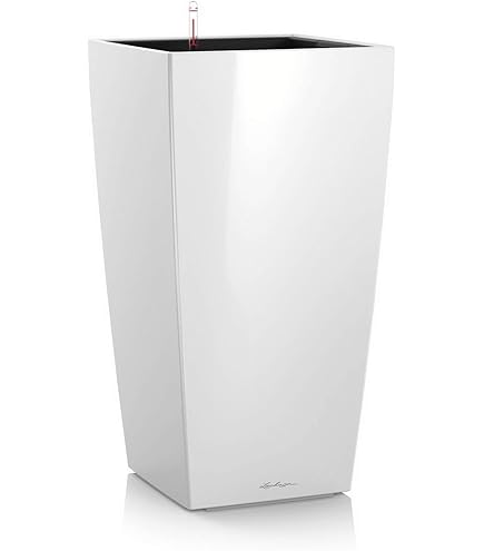 Pot de fleur LECHUZA Cube Premium 40 - kit complet, blanc brillant