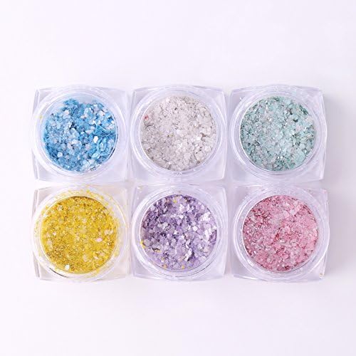 Nail Tips Decoration Glitter Snowflake Dust Powder Sweet Snow Pink Blue Purple 6pcs
