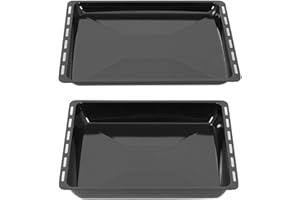 ICQN Backblech Set 445 × 375 × 25 & 50 mm, Kompatibel mit Bauknecht, Indesit, Whirlpool-Gruppe & Algor, Emaillierte Backbleche für Backofen & Herd