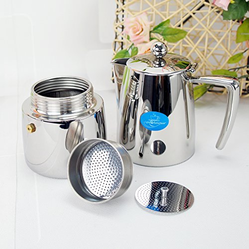 détail acier inoxydable Style européen Moka Argenté café pot-A