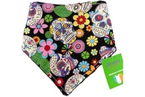 Dimples Hundehalstuch - Mexikanische Totenköpfe schwarz - Halstuch für kleine mittlere und Grosse Hunde Welpen und Katzen - Hunde Besitzer Geschenk - Handgemachtes Hunde Accessoire 35cm