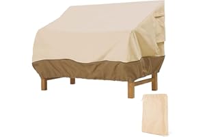 GENERIC Copertura per Panca da Giardino 2/3/4 Posti Copertura Divano Esterno Impermeabile Anti-Vento Anti-Polvere Anti-UV in Oxford Resistente Copertura per Mobili da Giardino (Biege, 147x83x79cm)