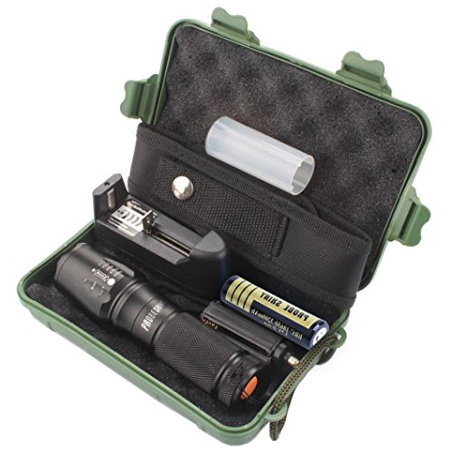 KanLin 5000 Lumen 5-Modus X800 Zoomable XML T6 LED Taktische Polizei Taschenlampe + 18650 Akku + Ladegerät + Gehäuse