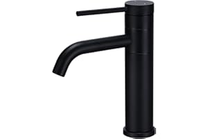 Ketaliria Schwarz Waschtischarmatur drehbar, Waschbecken Wasserhahn Bad Armatur Einhebelmischer Hochdruck Mischbatterie Waschbeckenarmatur, 360° Schwenkbar, 210mm hoher Auslauf, Moderne Badarmatur