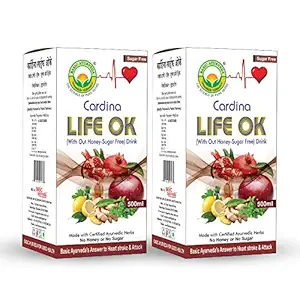 Basic Ayurveda Cardina Life Ok Drink | Sugar Free | Maintain Cholesterol levels | good heart | Reduce Stress | Ayurvedic juice for Immunity booster (Cardina Life Ok Drink Sugar Free 500ml pack of 2)