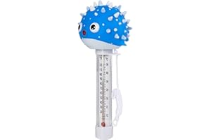 INCETUE Floating Pool Thermometer, Easy-Read Water Temperature Gauge with String for Swimming Pools, Ice Baths, Hot Tubs, Cold Tubs, Ponds, and Spas (Pufferfish)