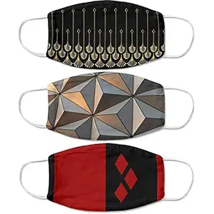 Shocknshop Cotton Multicolor Printed Reusable And Washable Face Mask - Pack of 3