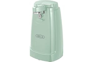 bella Abrelatas Eléctrico y Afilador de Cuchillos, Abridor de Tarros y Botellas Multifuncional con Palanca de Corte Extraíble y Almacenamiento de Cables, Hoja de Acero Inoxidable, Verde Salvia