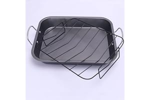 COMRESI 37 * 29 * 6 teglia da forno profonda con maniglie, teglia rettangolare antiaderente, griglia, teglia da forno per tacchini