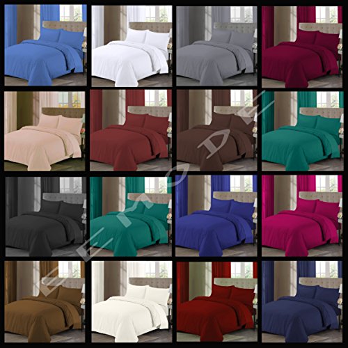 Luxury Plain Dyed Poly Cotton Duvet Cover & Pillowcase Premium Quality Easy Care Bedding Set (Burgundy,Double)