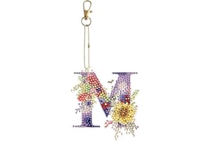 Starnearby DIY Diamond Painting Schlüsselanhänger Brief Doppelseitig Diamant Malerei Schlüsselbund Anhänger Geschenke für Kinder Frauen Familie Festliche