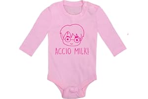 Clickink Body bebé Accio milk. Regalo bebé. Regalos para bebés. Regalo divertido. Regalo original. Bebé friki. Regalo friki. Body friki. Body bebé algodón. Manga larga.