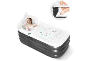 Nevife Inflatable Blow Up Bathtub with Comfortable Bath Base,faltbare/portable freistehende Badewanne für Erwachsenen-Spa, ideal für heiße Bäder/Eisbäder 160x90x50cm (grau)