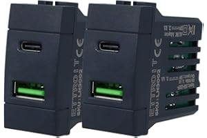 ZOREI 2 Pezzi Presa USB C + USB A, Compatibile Con Bticino Living Light (Nero)