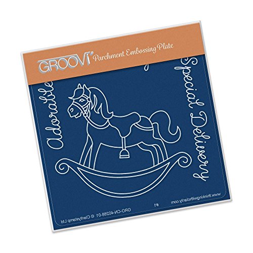 claritystamp - Gabarit tracage del pergamino caballo mecedora Groovi - 10,5 x 11 cm