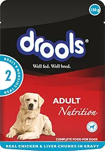 Drools Adult Treats Real Chicken and Liver Chunks in Gravy Pouch 150gm (Pack of 20)