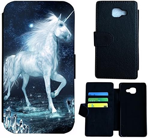 Flip Case Cover WICO Case For, Fabric Plastic, 1470 Einhorn Pferd Fantasy Blau Weiß, Microsoft Lumia 950 XL