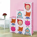 Songmics Regalsystem Kinderregal Kleiderschrank Garderobenschrank Spielzeugkiste Wäscheschrank Kapazität 450L Rosa 112 x 112 x 37 cm LPC33P - 2