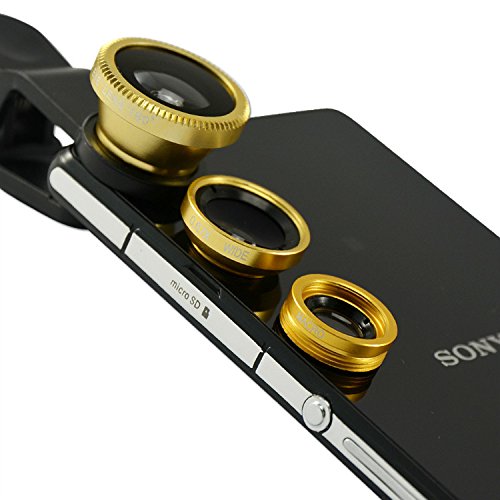 First2savvv JTSJ-YY-A13G4 dorado Teléfono móvil universal 3 en 1 Kit clase Camera professional Lente Clip (ojo de pez,gran angular y macro ) para sony xperia Z E L SP ZR M z Ultra Z1 E1 Z1 compact Z2 M2 T3 Z3 M dual Xperia M2 Aqua Z3 compact E3 T2 Ultra Z3 LTE M2 LTE Z1 LTE Z4 music Z4 Compact Xperia E4 Huawei Ascend Mate 7 G7 P7 G6 2 P2 P6 D2 P2 G620 Ascend Y550 G630 ZTE Sydney from Orange San Francisco II Monte Carlo Miami from Orange plata con lápiz óptico