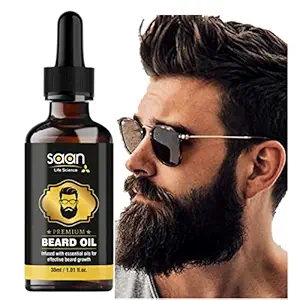 SAAN Life Science Beard Growth Oil |Beard & Mustache Growth Onion Oil-10X Nourishing Oils For Stronger, Fluffier & Shinier Beard 30 ml | Made in India