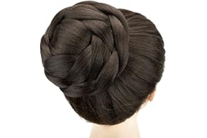 IMISSU Talla grande Moño trenzado Bailarina Cubierta Rosquilla Piezas para el cabello coletero Moño para el cabello Peluca Clips Updo en la fiesta de bodas (M3 Chocolate Cafe)