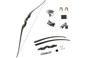 ‎SHARROW SHARROW Bogenschießen Takedown Langbogen Jagd Recurve Bogen 60 Zoll Traditioneller Jagdbogen Longbow Erwachsener Holz Bogen Griff 25-60lbs Rechte Linke Hand