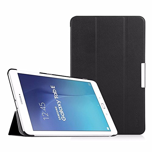 EasyAcc Samsung Galaxy Tab E 9.6 Kunstleder Schutzhülle mit Standfunktion für Samsung Galaxy Tab E T560/T561 (9,6 Zoll) Tablet-PC, Schwarz