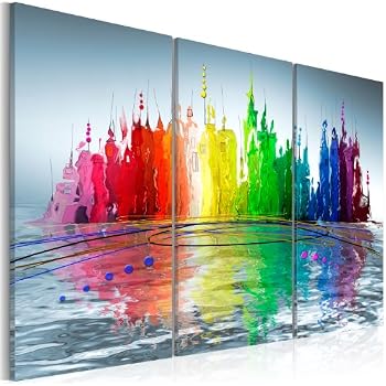 Tableau Moderne Verre Acrylique 5 Panneaux - Impression Abstraite - Déco Murale Prête à Accrocher
